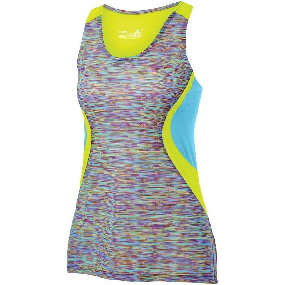 Womens Mizuno Aero Running Tank Top Blue Turquoise Philippines (HVXPFO019)